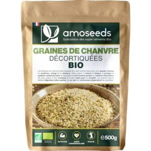 Graine de chanvre Bio décortiquée 500g amOseeds : protéines et anti-fatigue